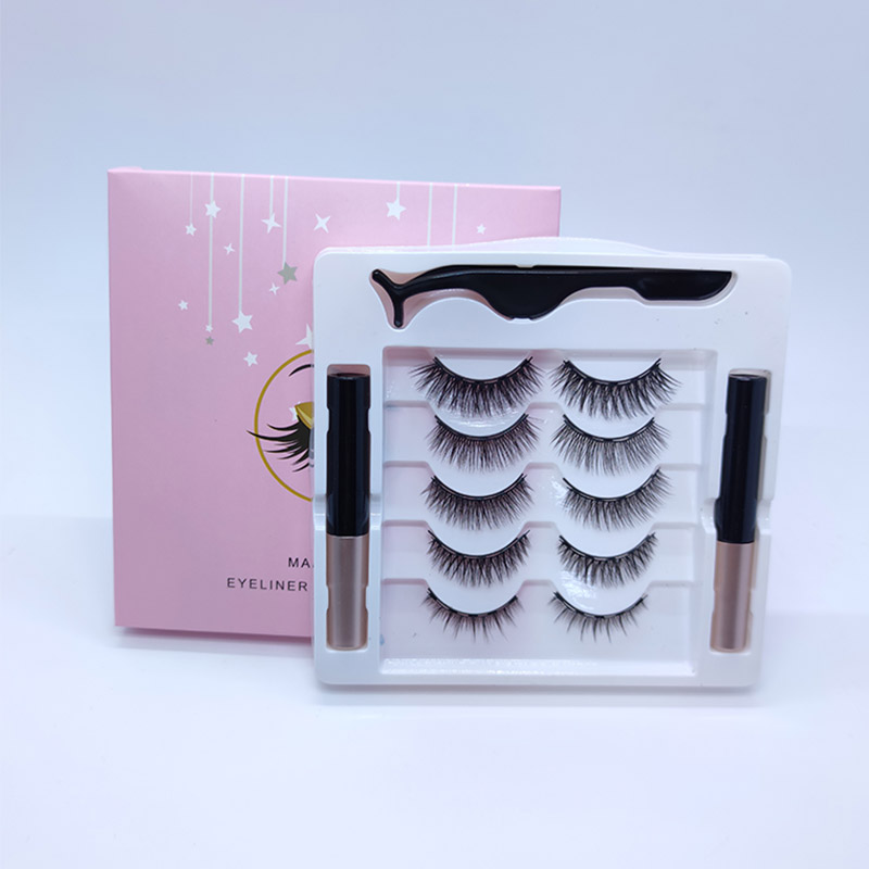 Betile magnetiko distiratsuak eyeliner kitarekin 5 makillaje itxura desberdinetako 5 pare betile